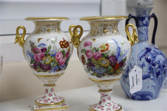 A pair of French porcelain vases, c.1820, H. 20.5cm